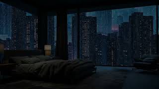 Heavy Rain Sounds in City at Dark Night for Sleeping, Relaxing, Study - Relaxing with Rain Sounds