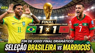 Copa do mundo futebol Brasil e Marrocos 1 a 1 placar final