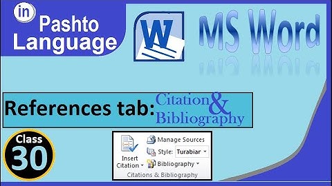 MS Word References tab Citation & Bibliography group in pashto | winword citation and bibliography