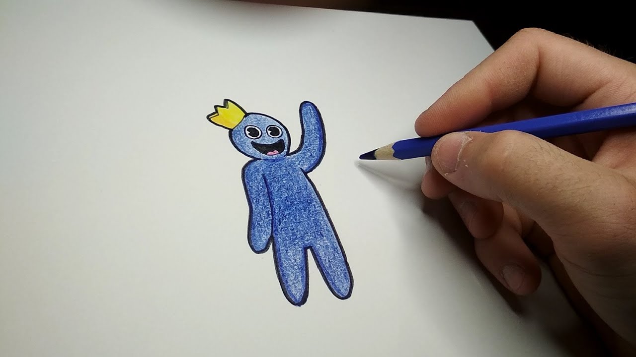 HOW TO DRAW and PAINTING BLUE from ROBLOX RAINBOW FRIENDS step by step 