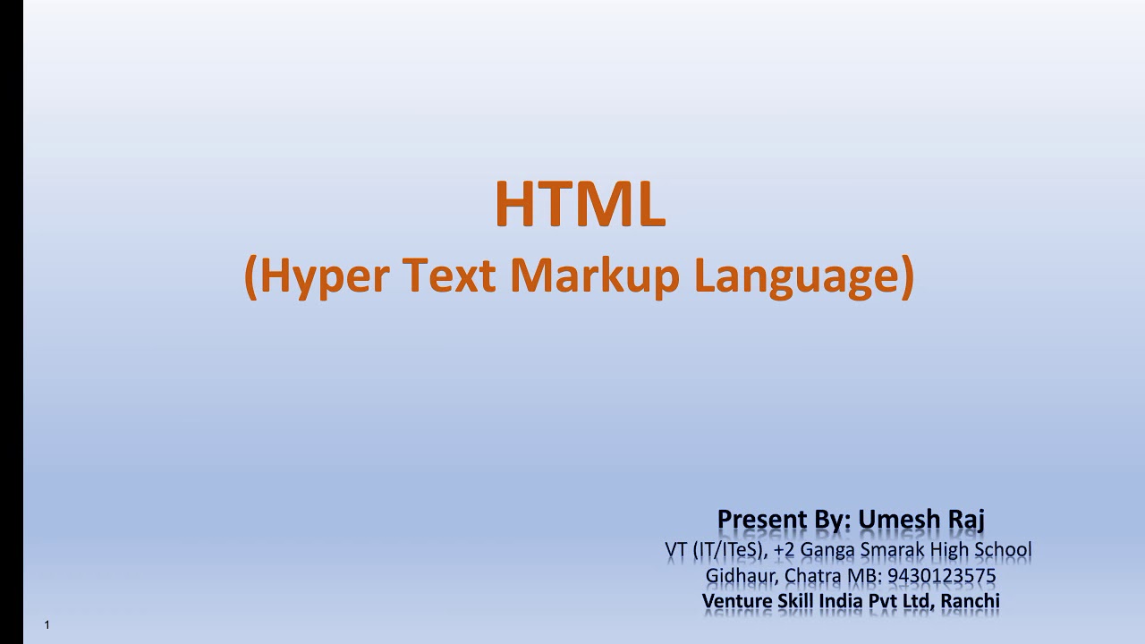 HTML (Hyper Text Markup Language) - YouTube