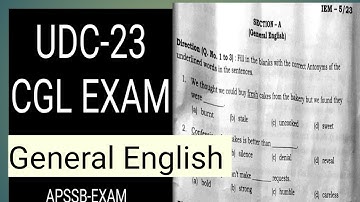 UDC EXAM-23 GENERAL ENGLISH solution 👍👍 apssb CGL 2023, Arunachal Pradesh