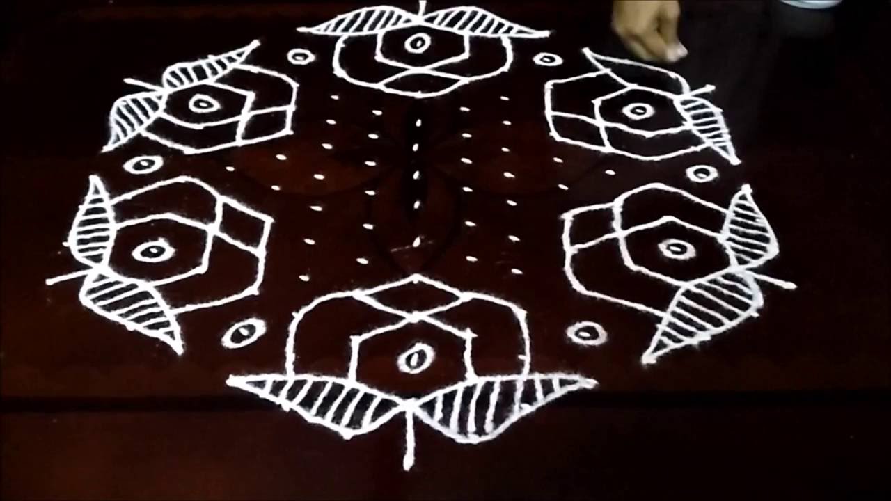 Rose flower kolam with 15x8 middle | rose flower chukkala muggulu ...