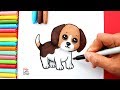 Aprende a dibujar un PERRITO de raza BEAGLE estilo kawaii de manera fácil