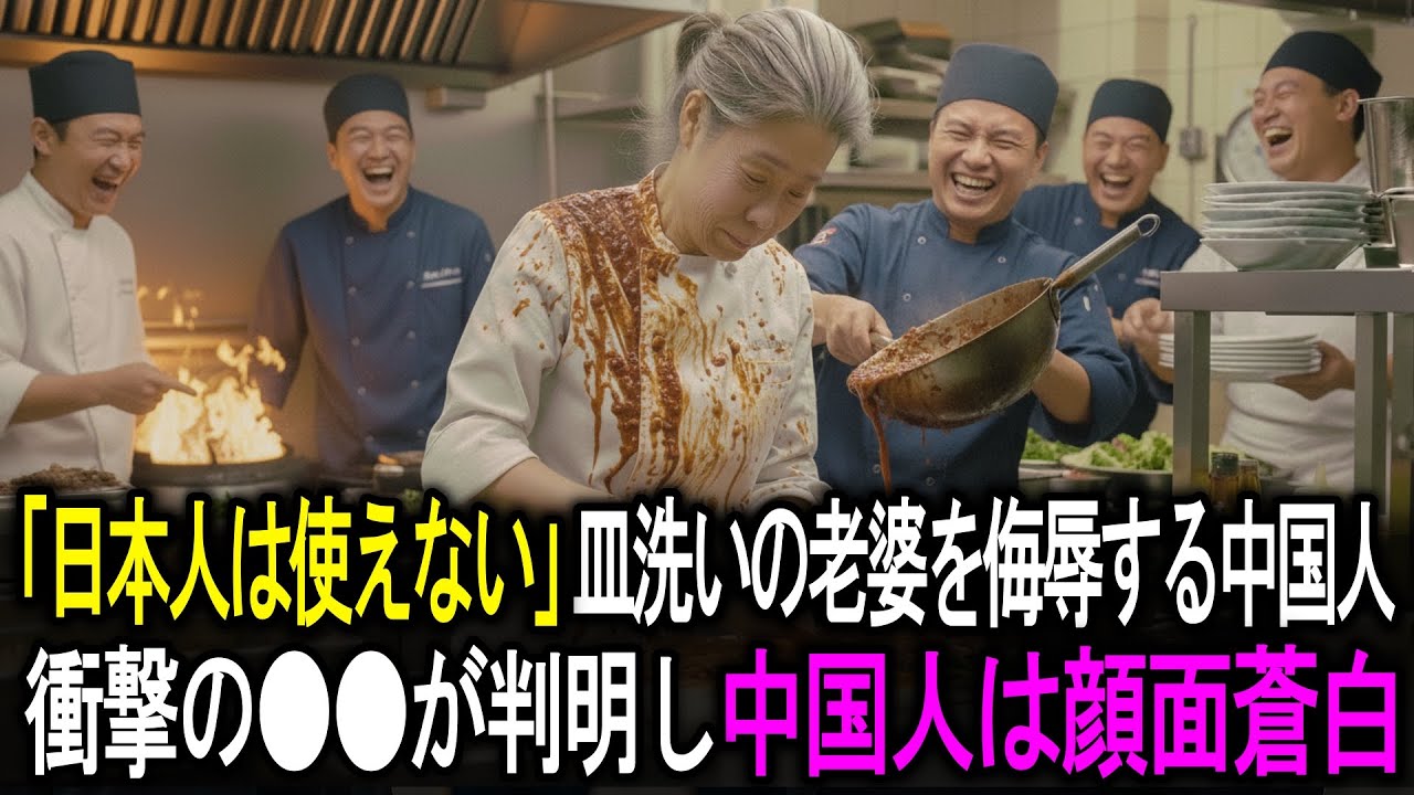 「日本人は使えない」皿洗いの老婆を侮辱する中国人。衝撃の●●が判明し中国人は顔面蒼白【人生逆転ドラマTV】【朗読】