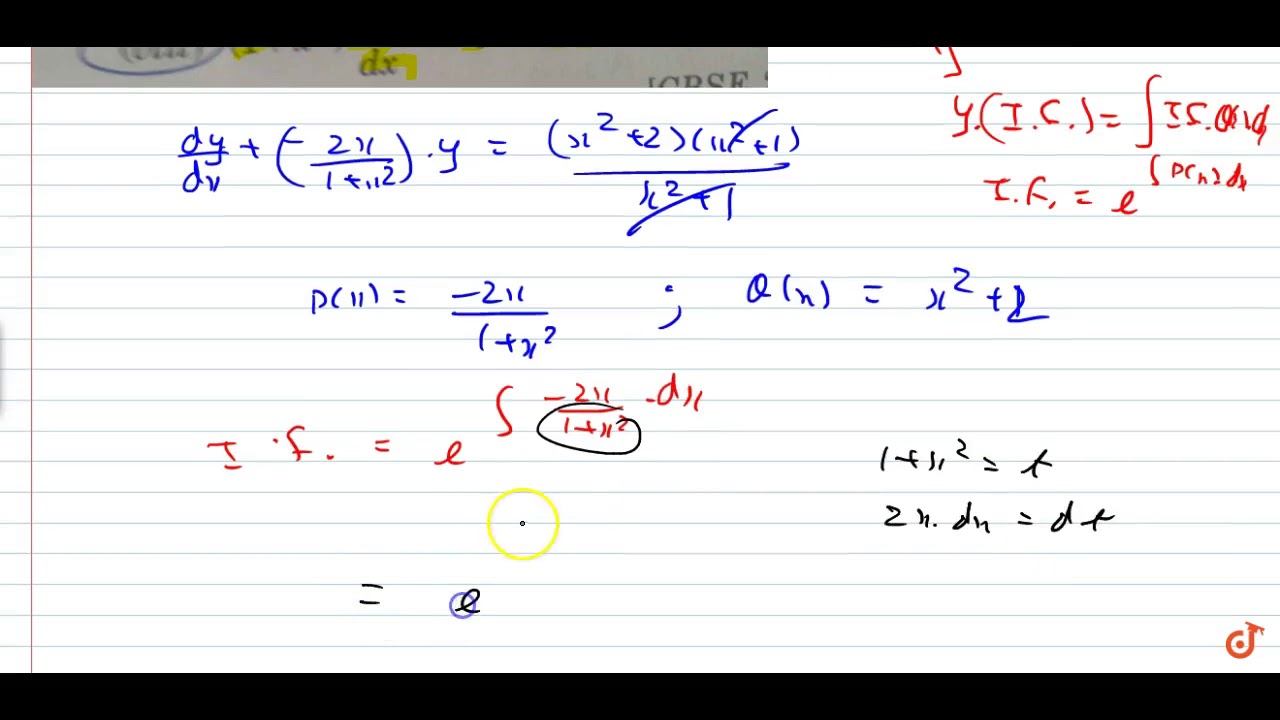 1 X 2 Dy Dx 2xy X 2 2 X 2 1 Youtube