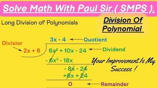 Division of polynomial || Long division method