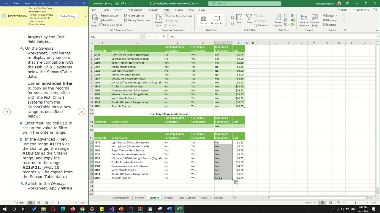 excel module 6 sam critical thinking project c