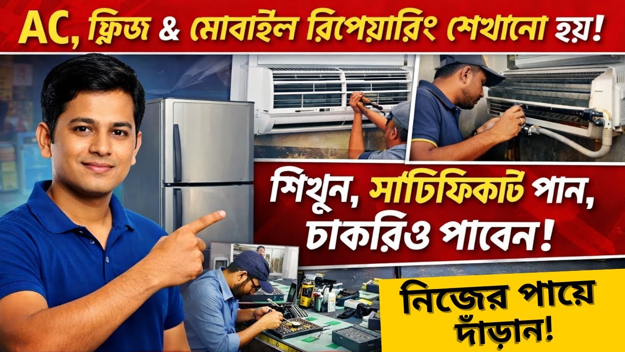 🔥 AC Fridge Mobile Repairing Course | শিখুন, সার্টিফিকেট নিন, চাকরি পান