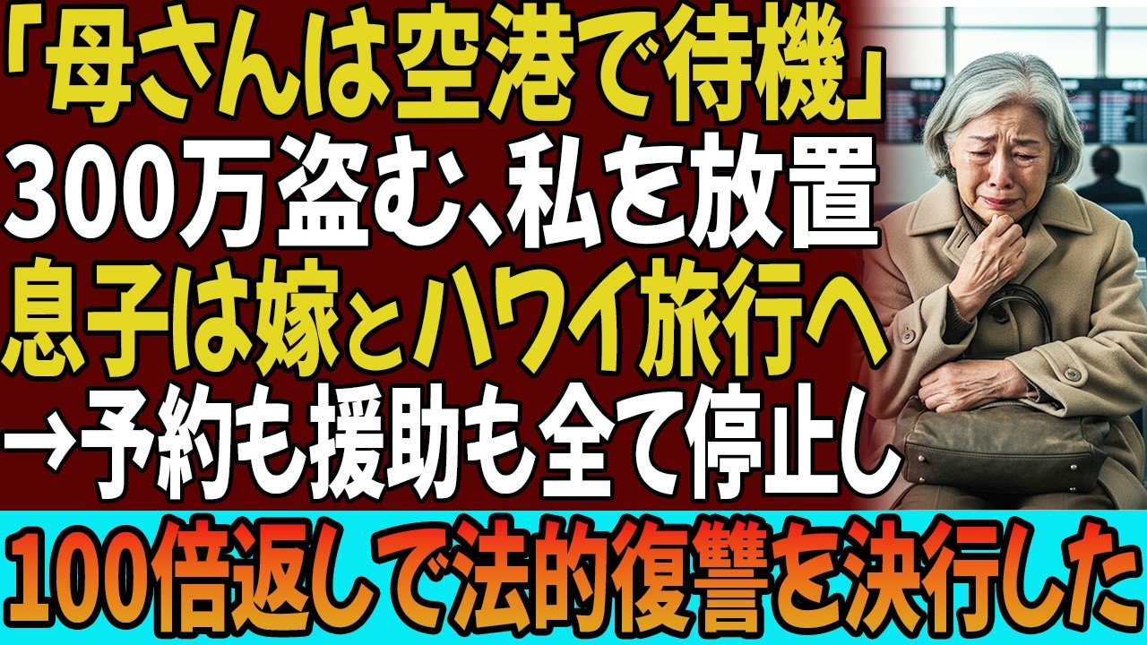 「母さんは空港で待機してろ」私から300万を盗み空港に置き去りに…息子は嫁とハワイ旅行へ→予約も援助も全て停止し100倍返しで法的復讐を決行した