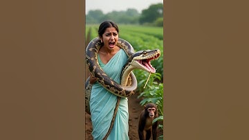 Python Attacks Woman, But Monkey Becomes Her Savior 💪🐒 | Monkey Saves Woman  #shorts #monkey #python