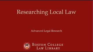 Researching Local Law