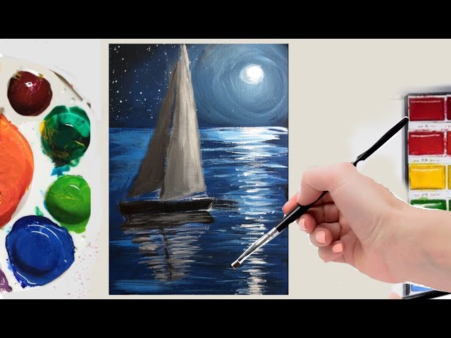 Handmade 8X10 Acrylic Stretch Canvas Painting - Midnight Sky