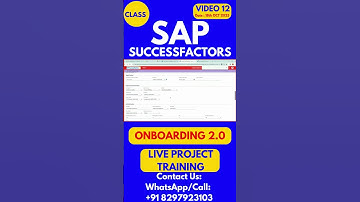 SAP SuccessFactors Onboarding 2 0 Training Online Class 12 18th Oct 2025 #sapsuccessfactorstraining