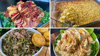 FULL EASTER DINNER! ✝ Potato Salad, Pineapple Ham, Corn Pudding, Yeast Rolls, Lamb Chops, Collards