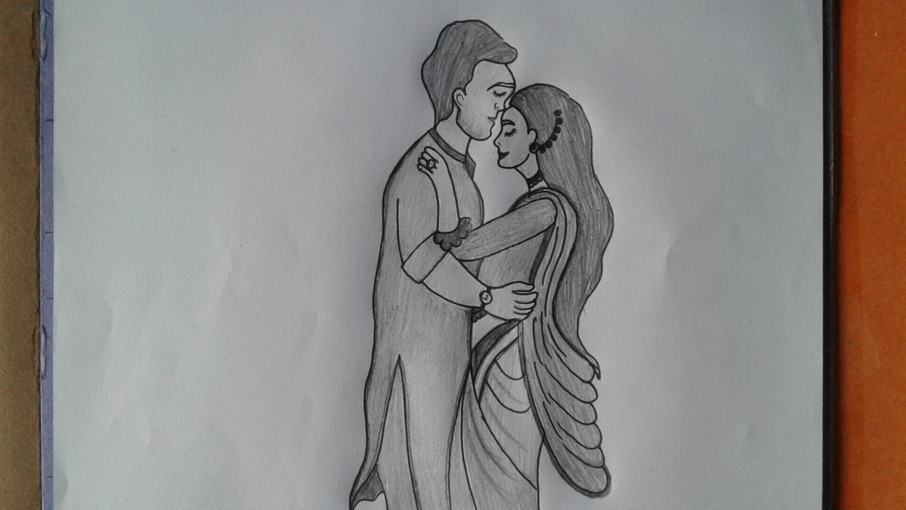 How to Draw Traditional Romantic Couple In Puja