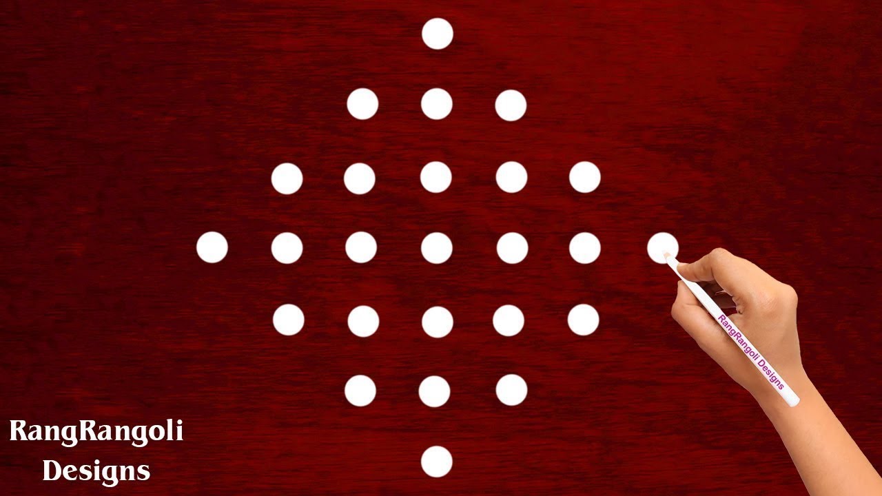 New Apartment kolam design 7*1 dots | beginners rangoli design | easy rangoli design | RangRangoli