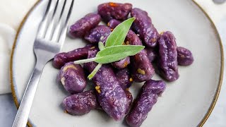 4 ingredient PURPLE SWEET POTATO GNOCCHI made quick & easy