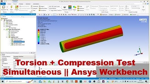 Torsion + Compression Test Simultaneous on Cylindrical Rod || Ansys Simulation