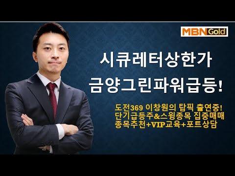   수익극대화 포트전략 이창원 시큐레터 상한가 금양그린파워 급등 후속섹터