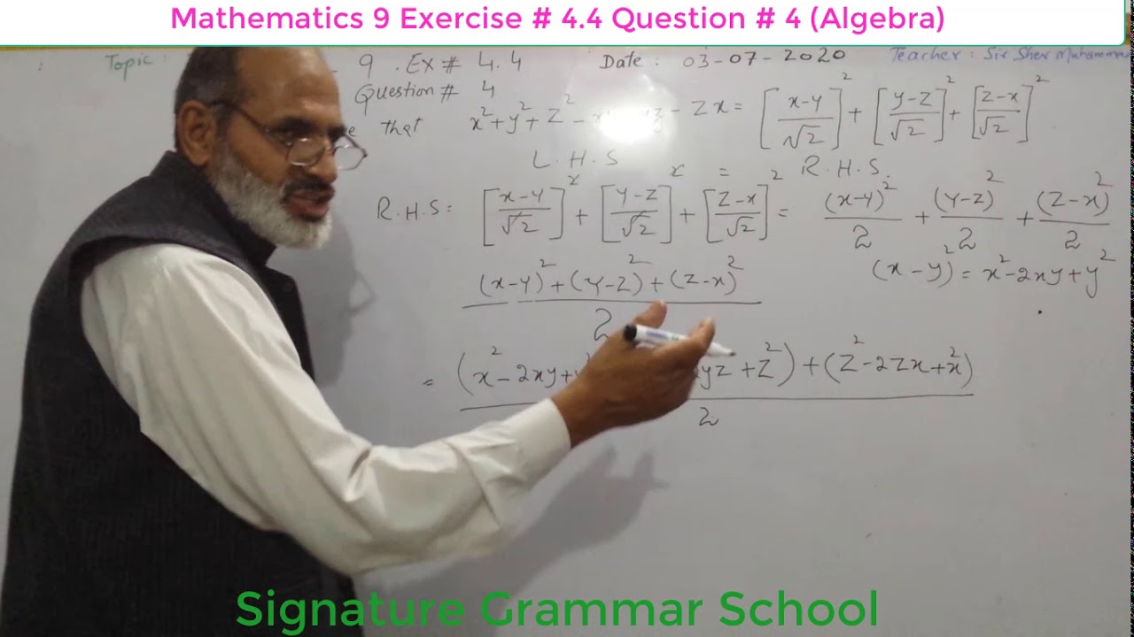 Mathematics 9 Exercise # 4.4 Question # 4 (Algebra) - Signature Grammar ...