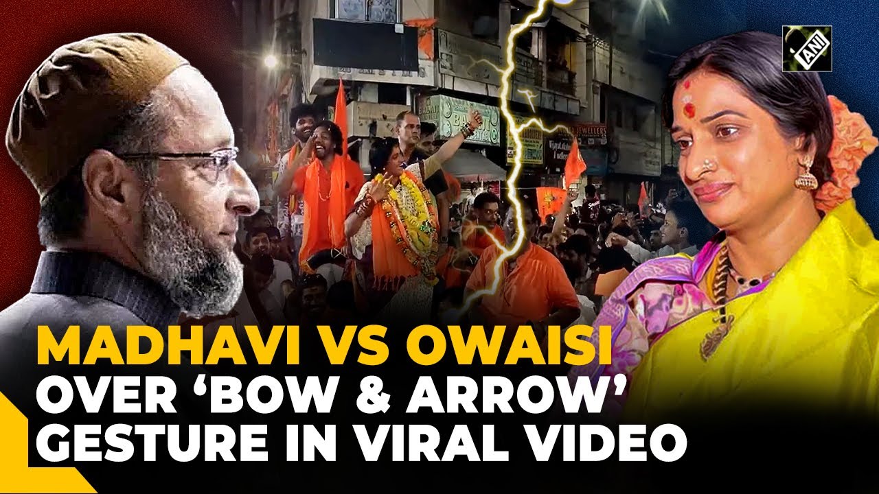 Bow Arrow gesture fuels fire in Hyderabad election Madhavi Latha counters Owaisi over viral video