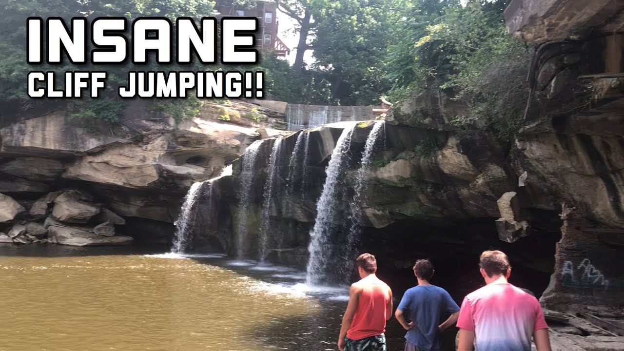 INSANE CLIFF JUMPING Elyria, Ohio Cascade Park East Falls YouTube