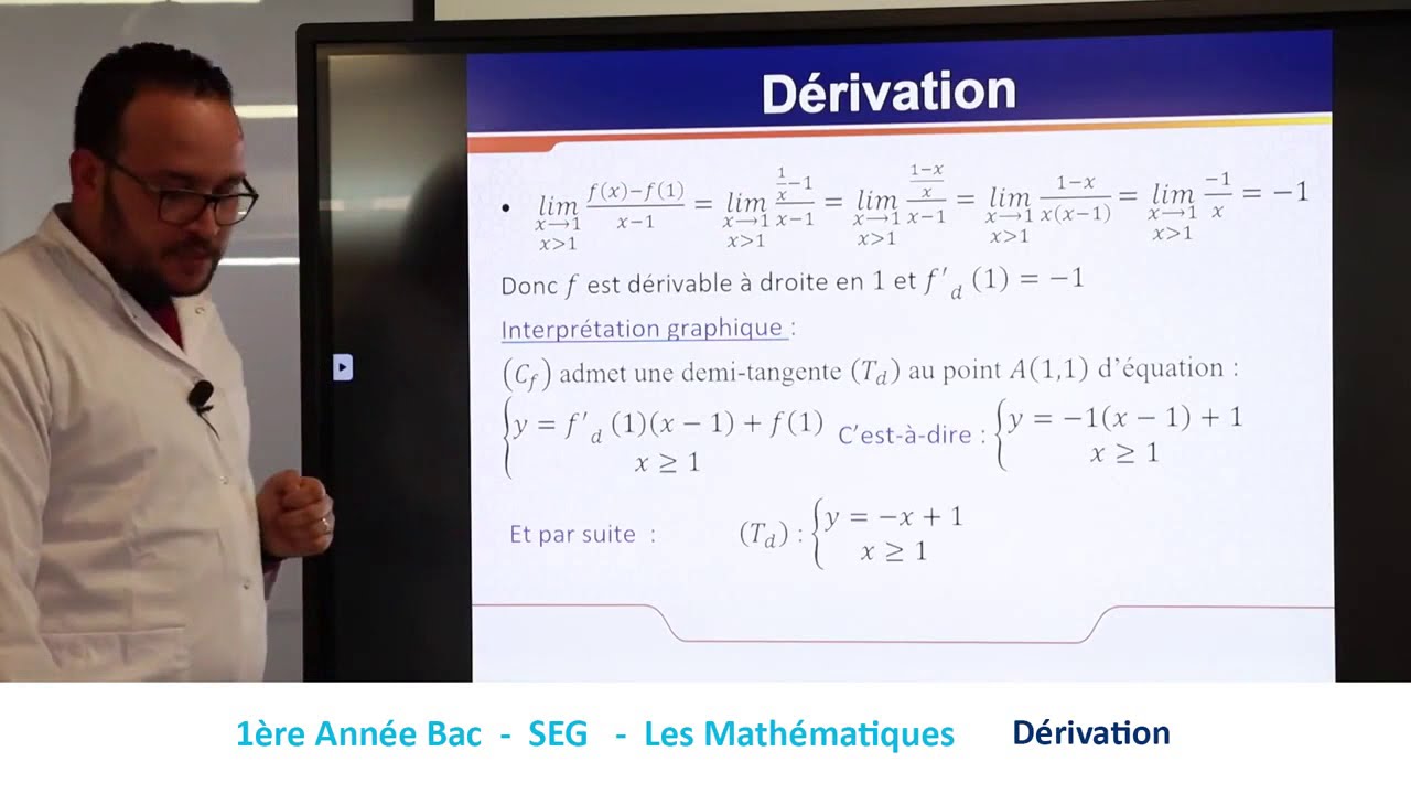 Dérivation ( dérivabilité á gauche et á droite en un point )