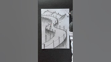Easy landscape drawing technique 🤔😱 #shorts #craft #art #drawing #crafts #satisfying