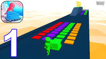 Stack Colors - Gameplay Part 1 Stickman Stack Colors Tiles Level 1-12 ASMR (iOS, Android)