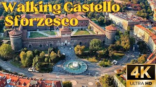 MILAN / Italy 4K Walking Tour / Rainy Day / Castello Sforzesco