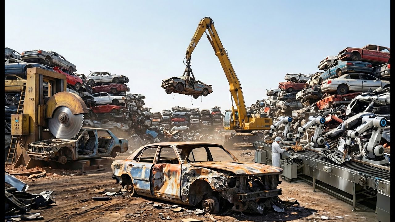 How Old Cars Are Recycled Into Railway Tracks (Full Factory Process)
