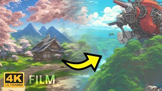 NEVER SEEN Studio Ghibli landscapes with relaxing piano music [4K UHD]