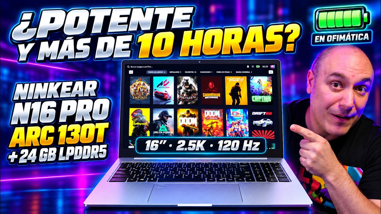 Portátil Gaming Ninjear N16 PRO con Intel Core Ultra 5 y Pantalla 2.5K 120Hz