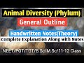 ANIMAL DIVERSITY(Phylum) - General Outline -Theory(NEET/UPTGT/UPPGT/NVS/KVS/B.Sc/GIC)
