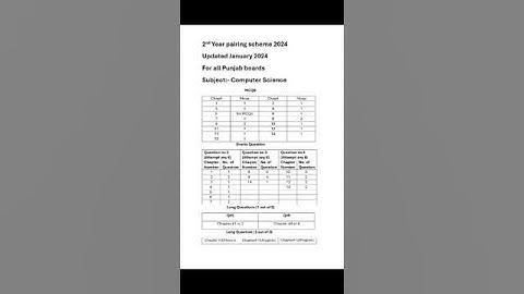 2nd year pairing scheme 2024 computer science