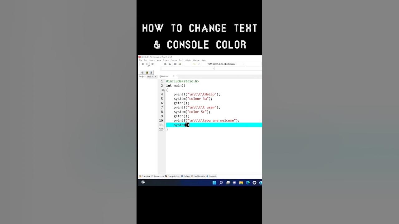 Change the text & Console window color in C #youtubeshorts #shorts # ...