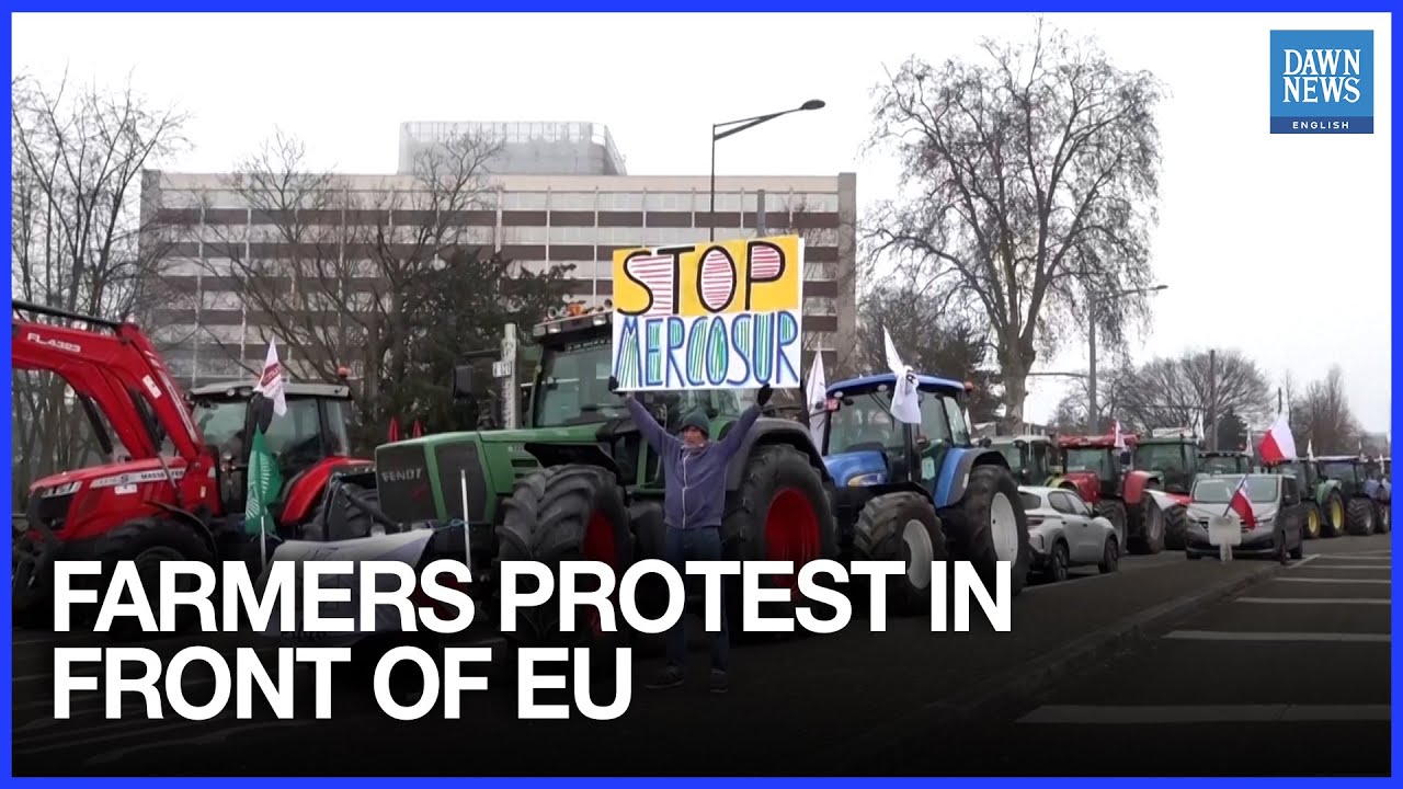 Farmers protest in front of EU Parliament against Mercosur trade deal