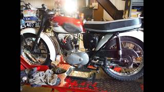 Triumph Tiger Cub T20 project 52 - Checking for overnight oil loss and wet sumping.