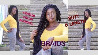 BUTT LENGTH & COSTUM COLOR BLENDED BRAIDS| NATURAL HAIR | 4C HAIR
