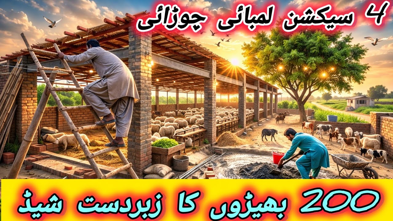 بڑا قدم 200 بھیڑوں کے لیے کشادہ اور ہوادار شیڈ