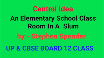 Central Idea:-(An Elementary School Classroom In A Slum)  for 12th Class U. P. & CBSE Board
