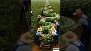 What a great Farming of Green Big Watermelon #agriculture #farm #farmer #farming #satisfying