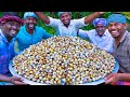 5000 tiny eggs  5k quail eggs cooking in village  spicy recipe with traditional hand ground masala