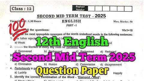 12th English Second Mid Term Question Paper 2025