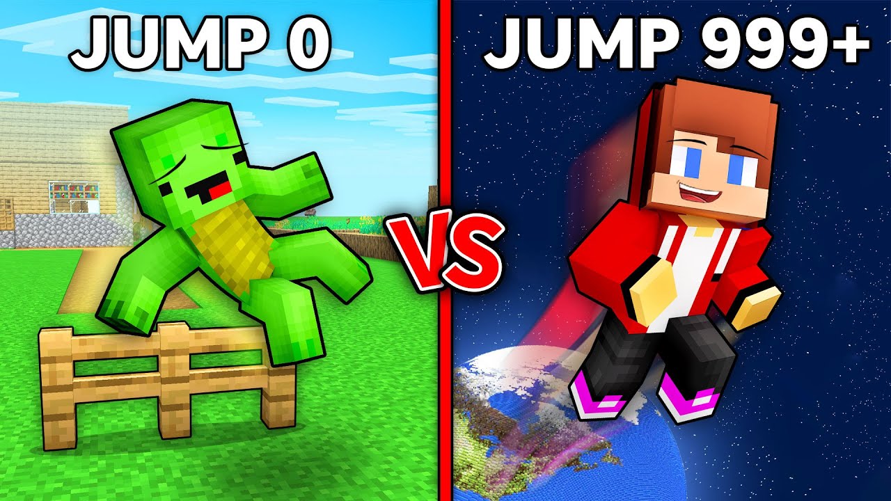 Mikey 1 LVL vs JJ 999+ LVL Jumping Battle in Minecraft - Maizen