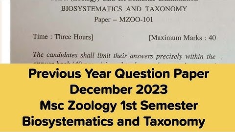 Previous year question paper | Biosystematics and Taxonomy | December 2023 | Msc Zoology 1st sem |