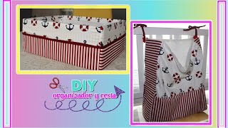 caja de cartón forrada con tela fácil / organizador de bebe // Cesta de ropa sucia // Hecart