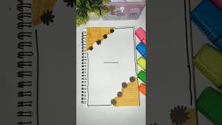 Easy Yellow Floral Border Design for Notes 🌼✨ Easy notebook design ✨💖 #borderdesign#frontpage#shorts