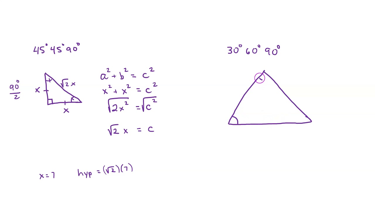 45 45 90 and 30 60 90 Right Triangles YouTube